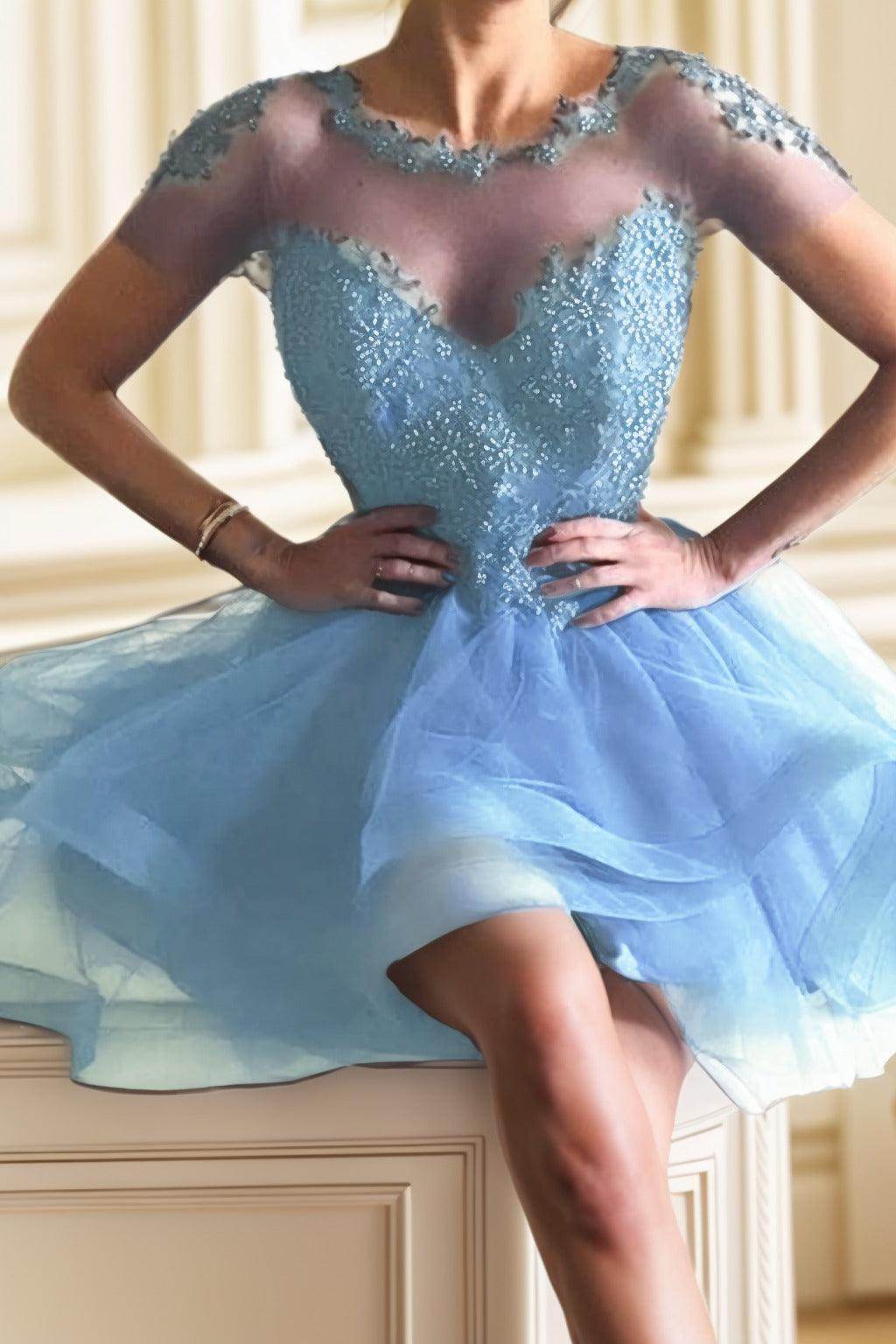 A-Line High-Low Tulle Homecoming Dresses CS0517