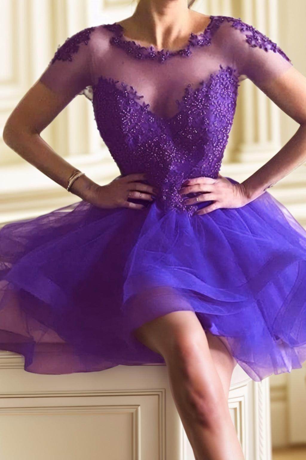 A-Line High-Low Tulle Homecoming Dresses CS0517