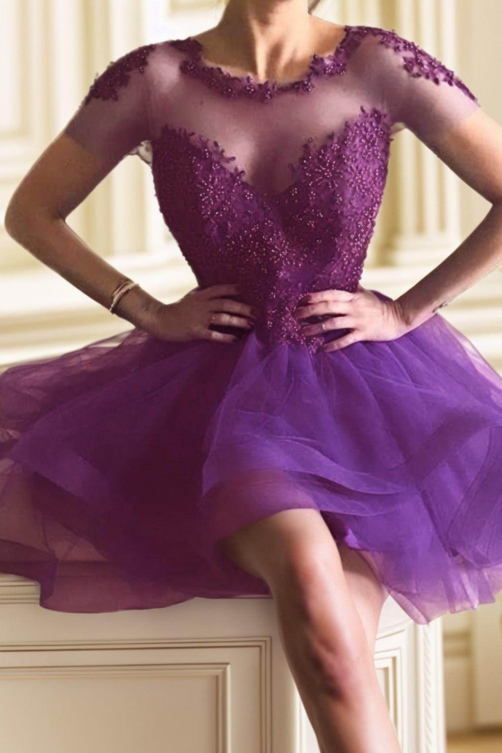 A-Line High-Low Tulle Homecoming Dresses CS0517