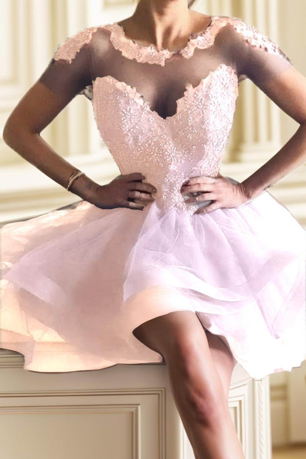 A-Line High-Low Tulle Homecoming Dresses CS0517