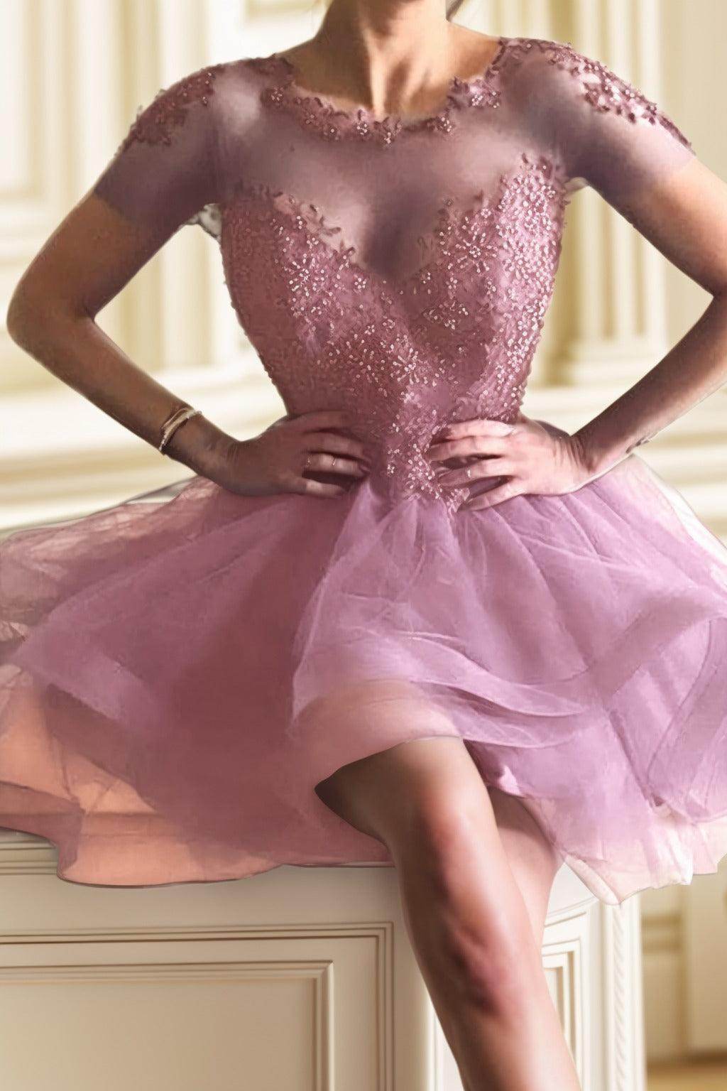 A-Line High-Low Tulle Homecoming Dresses CS0517