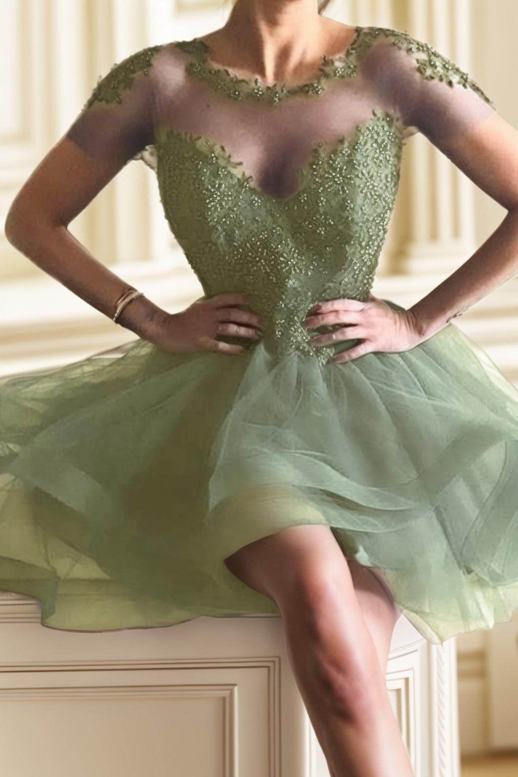 A-Line High-Low Tulle Homecoming Dresses CS0517