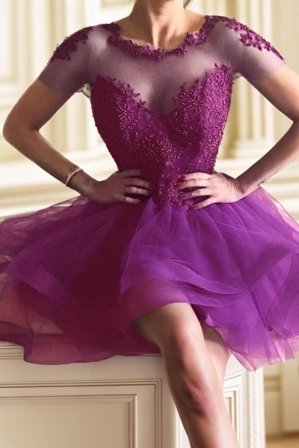 A-Line High-Low Tulle Homecoming Dresses CS0517