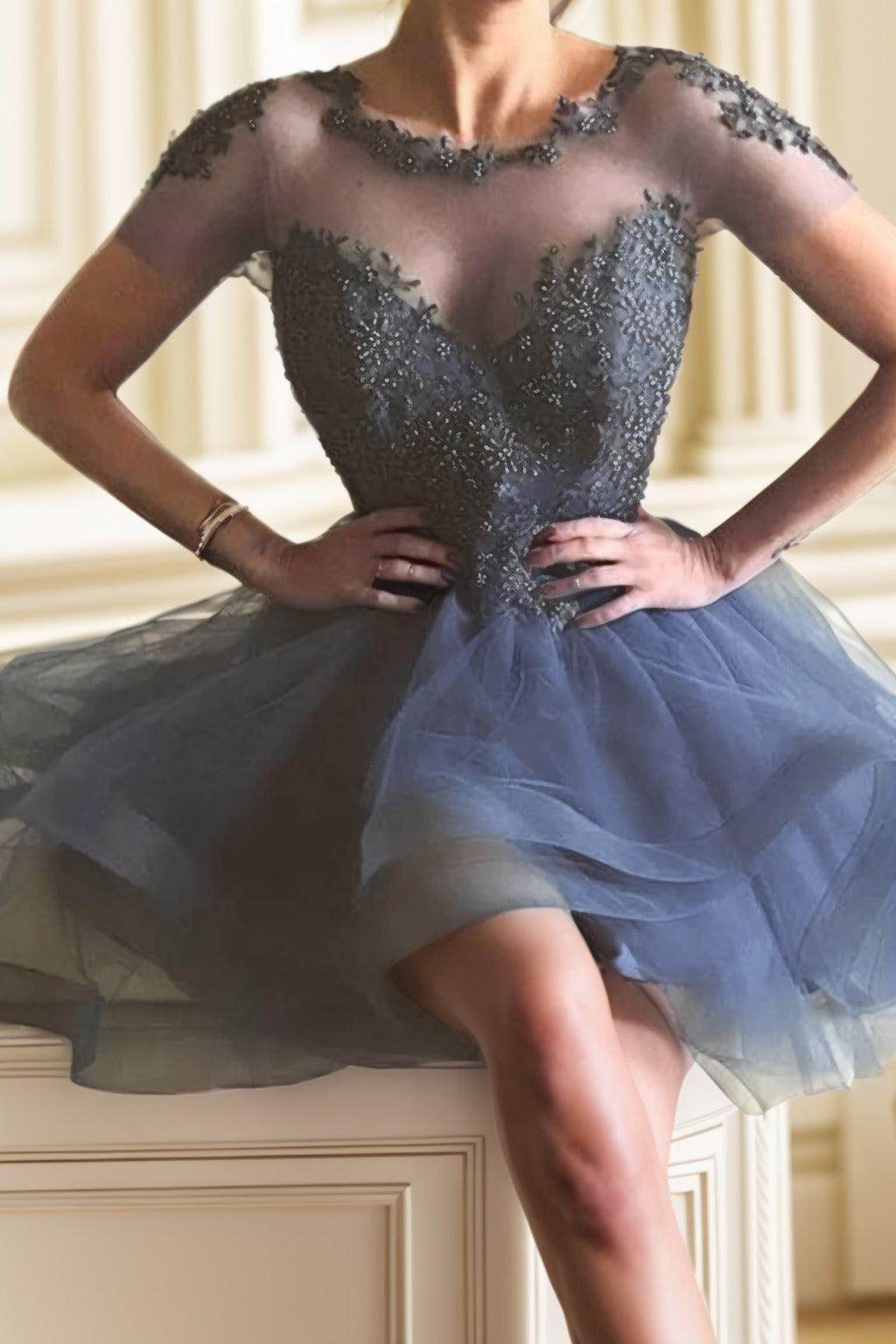 A-Line High-Low Tulle Homecoming Dresses CS0517