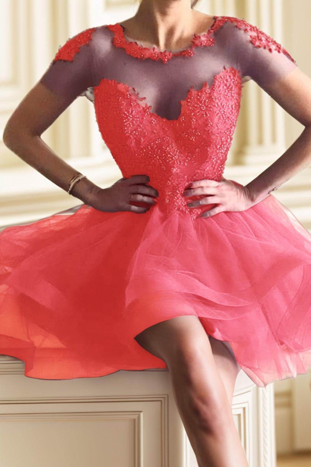 A-Line High-Low Tulle Homecoming Dresses CS0517