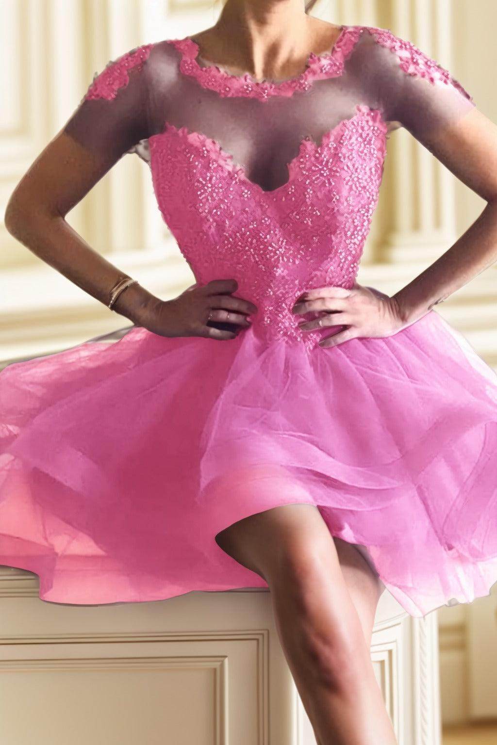 A-Line High-Low Tulle Homecoming Dresses CS0517