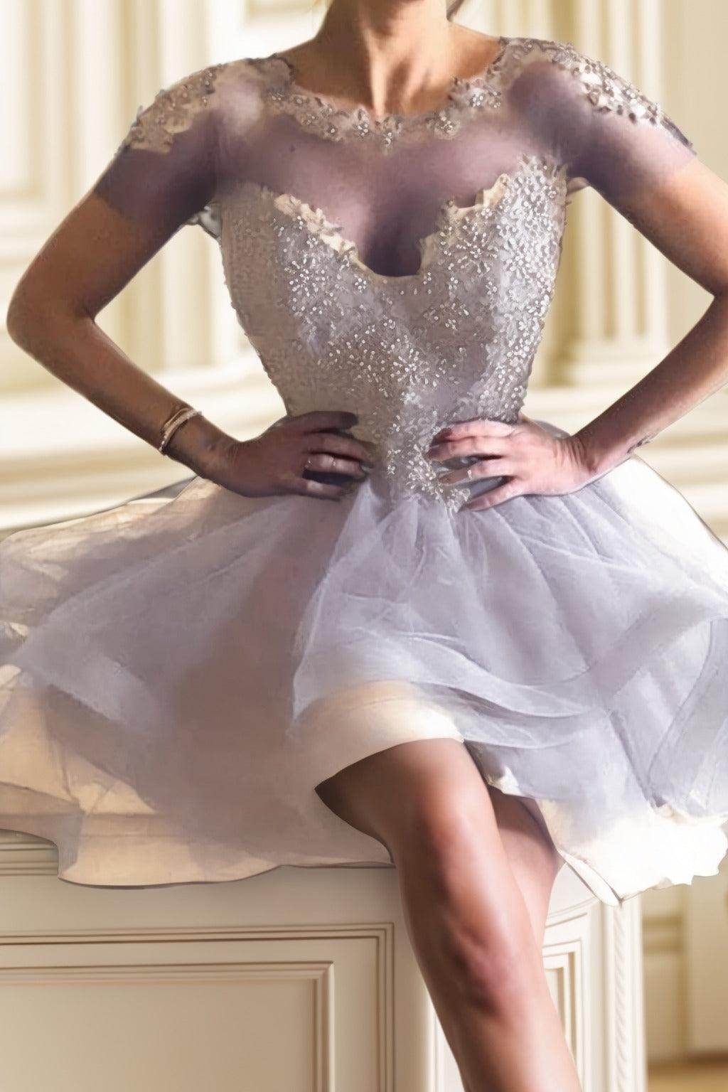 A-Line High-Low Tulle Homecoming Dresses CS0517
