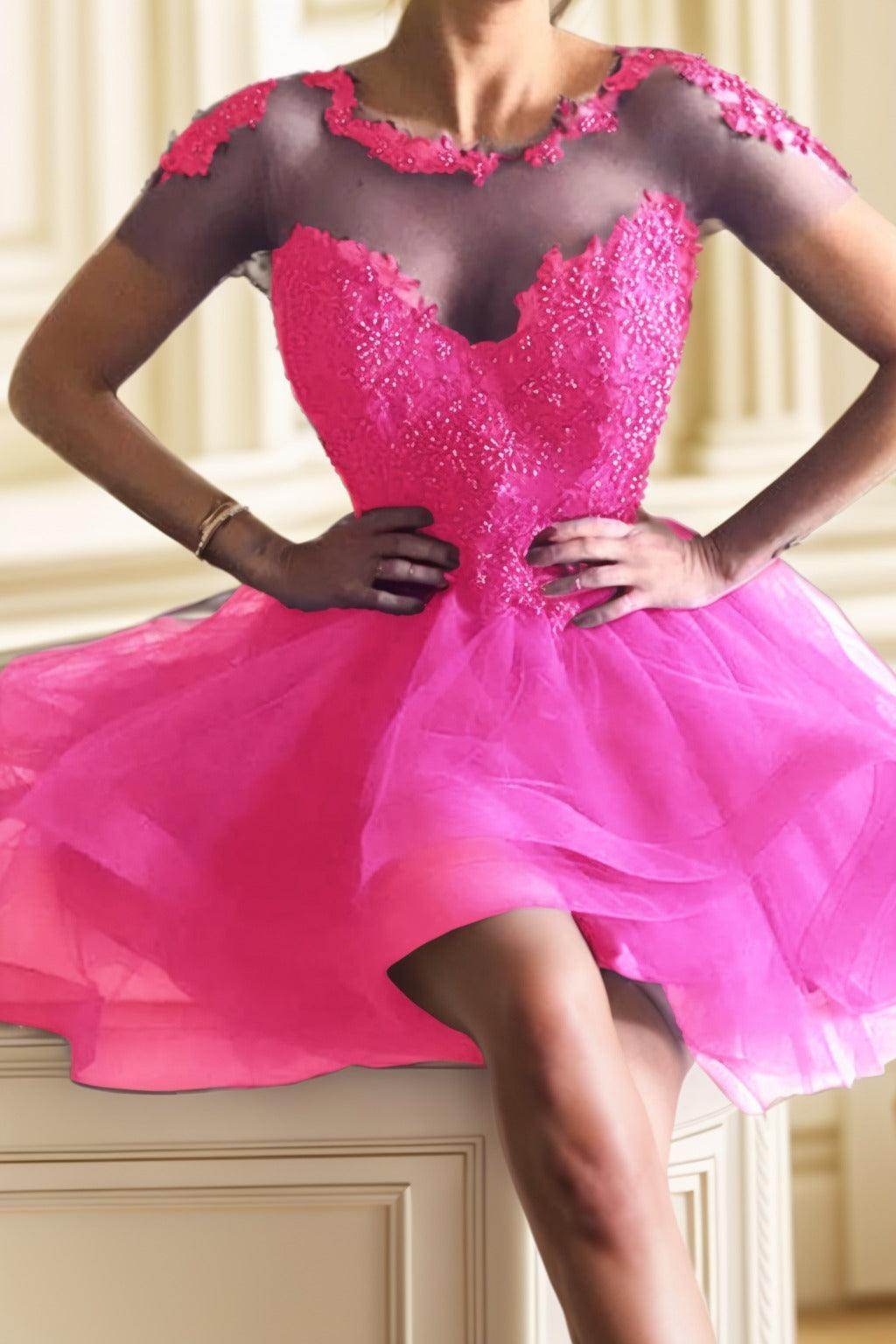 A-Line High-Low Tulle Homecoming Dresses CS0517