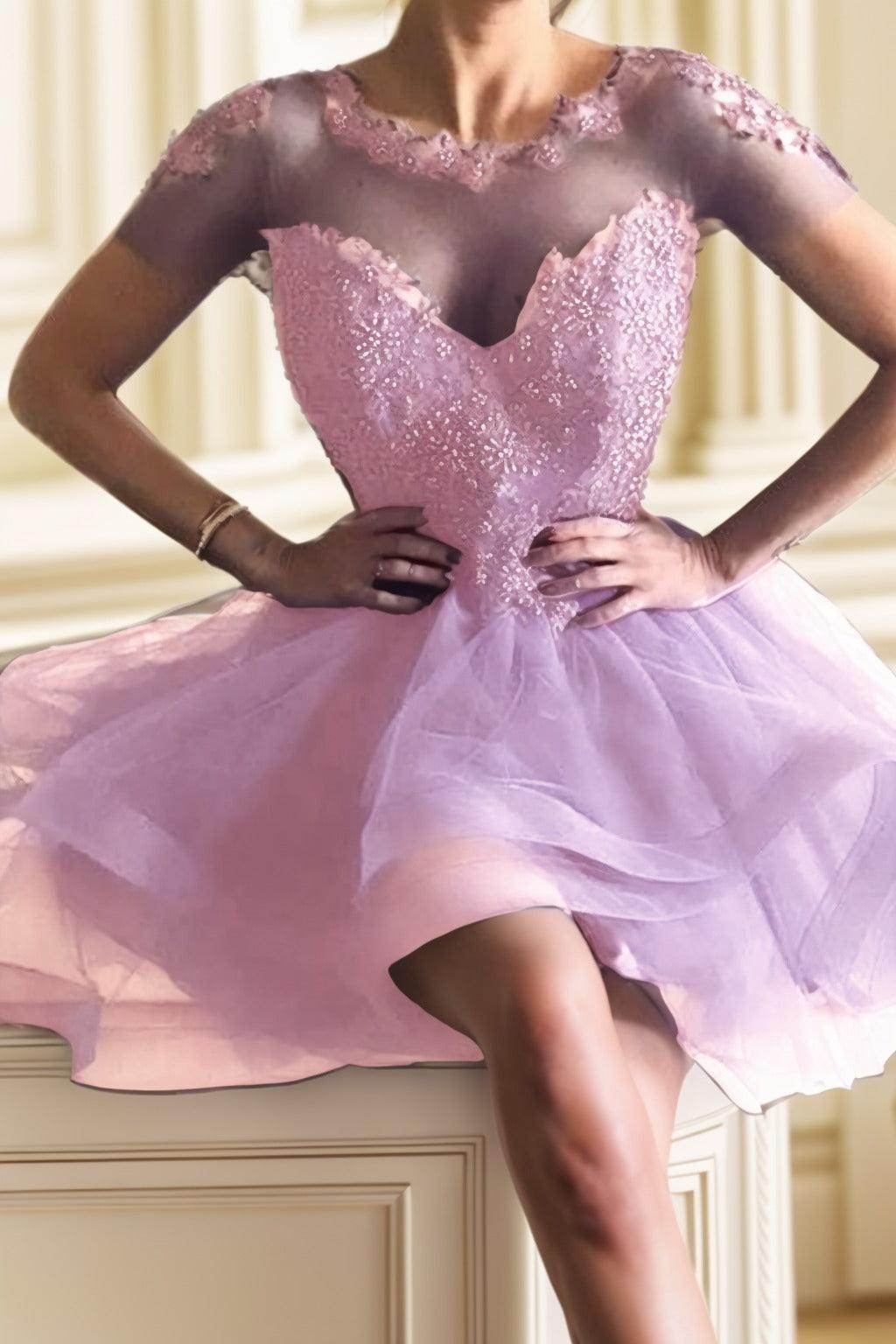 A-Line High-Low Tulle Homecoming Dresses CS0517