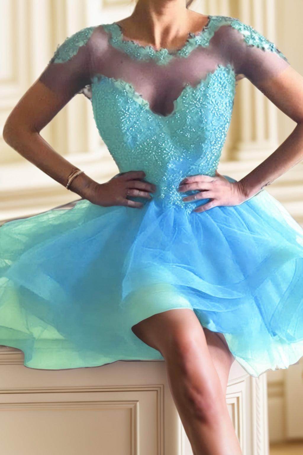 A-Line High-Low Tulle Homecoming Dresses CS0517