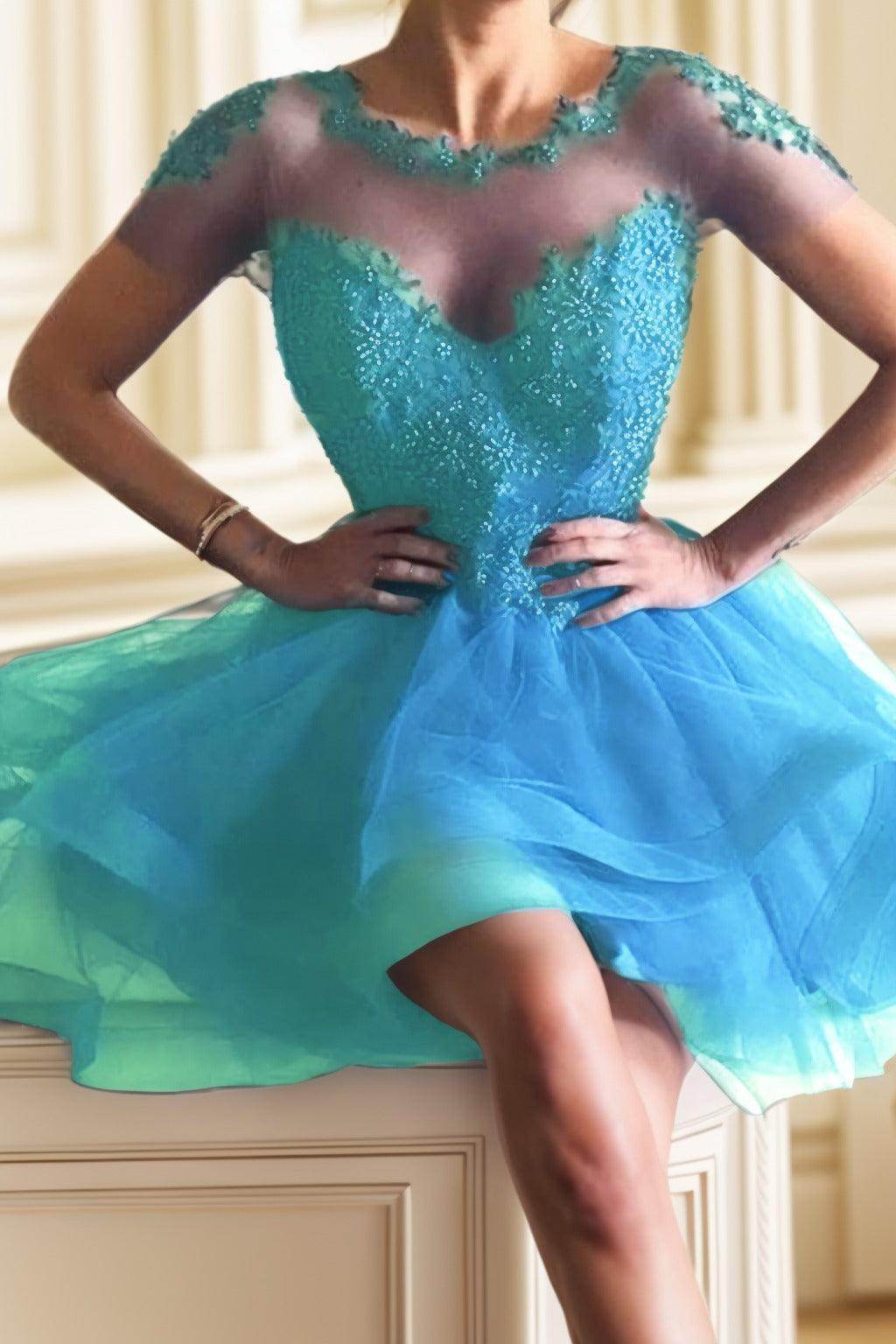 A-Line High-Low Tulle Homecoming Dresses CS0517