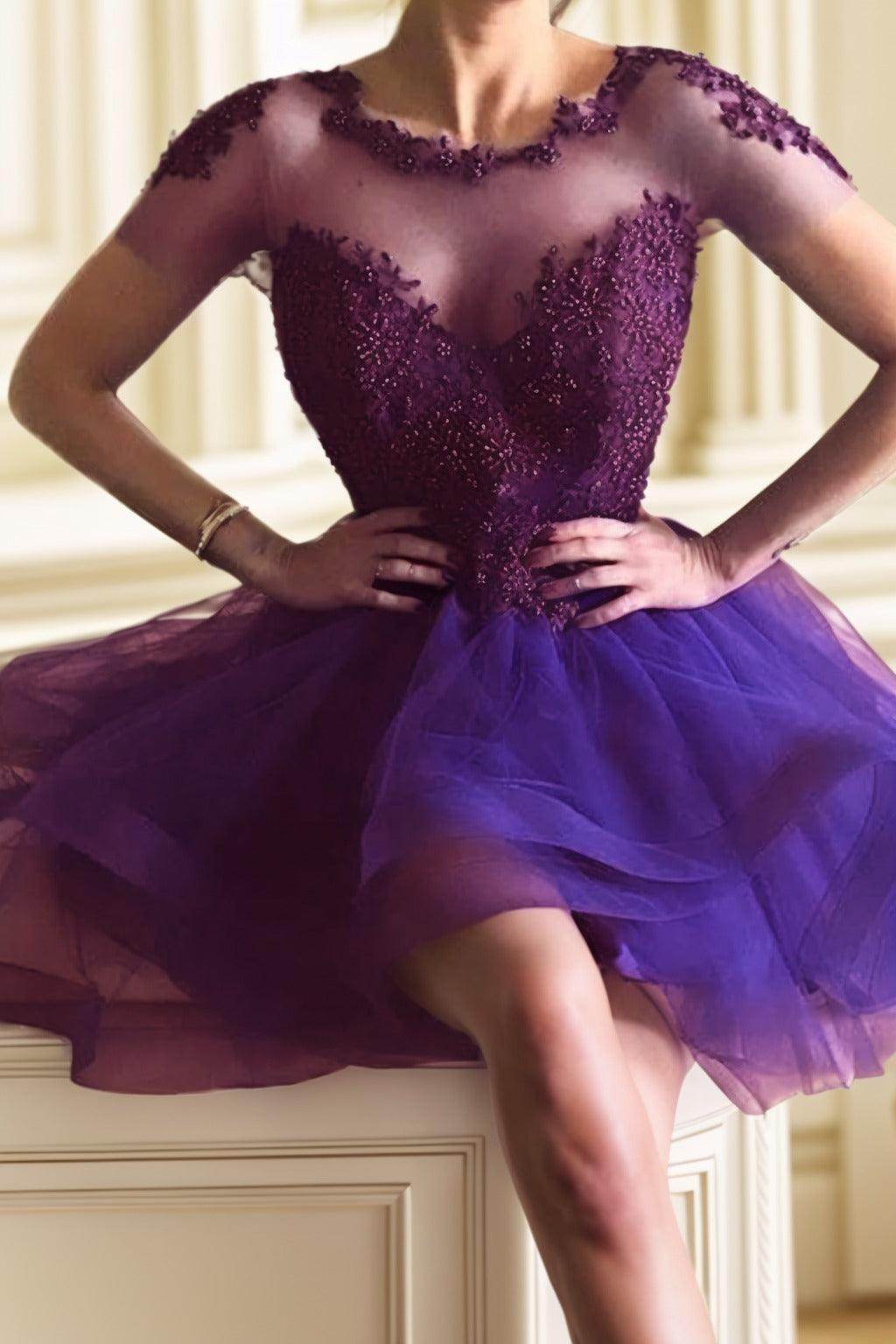 A-Line High-Low Tulle Homecoming Dresses CS0517