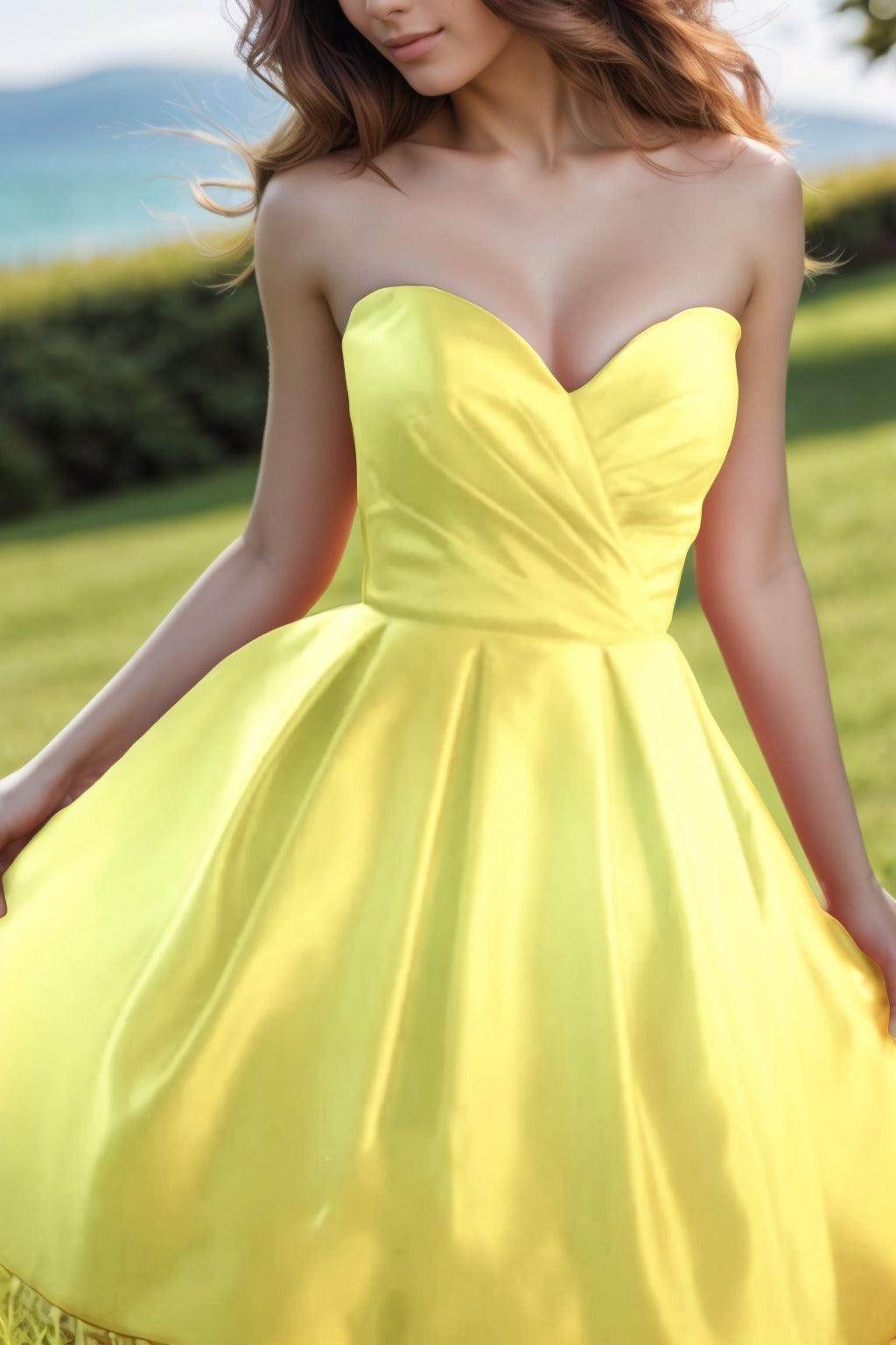 A-Line Knee Length Satin Homecoming Dresses CS0518