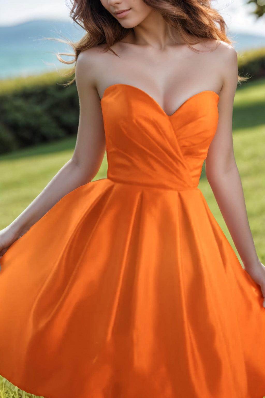 A-Line Knee Length Satin Homecoming Dresses CS0518