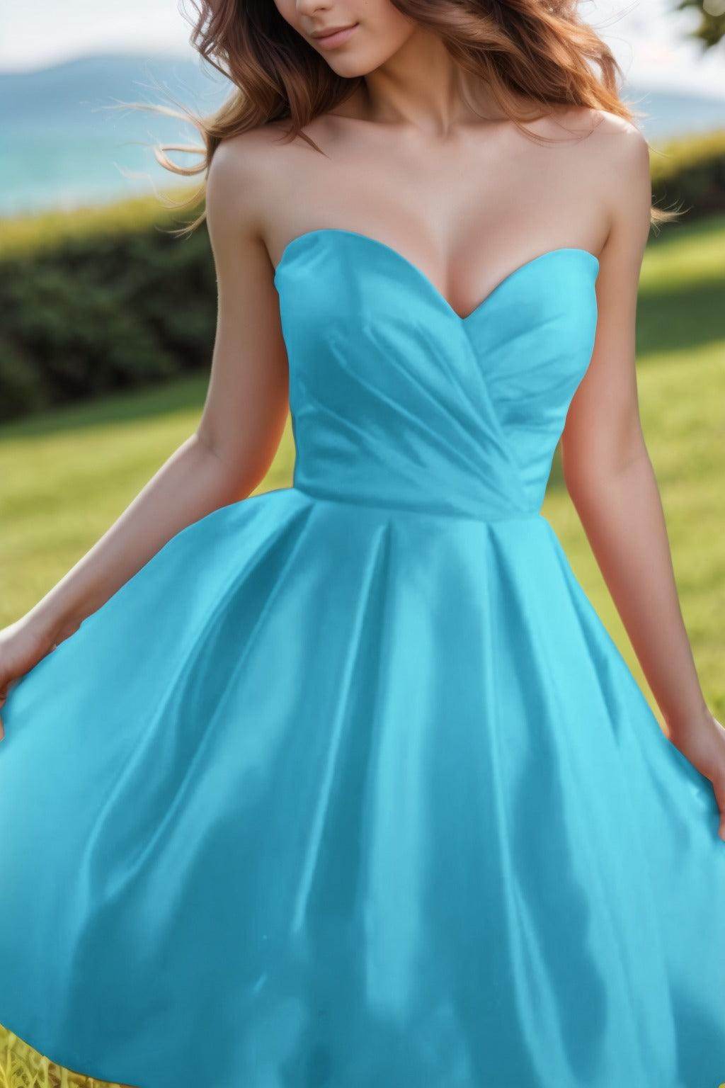 A-Line Knee Length Satin Homecoming Dresses CS0518