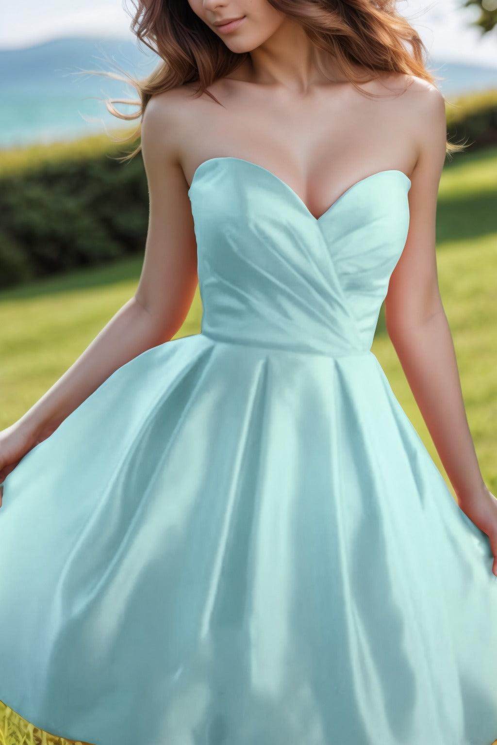 A-Line Knee Length Satin Homecoming Dresses CS0518