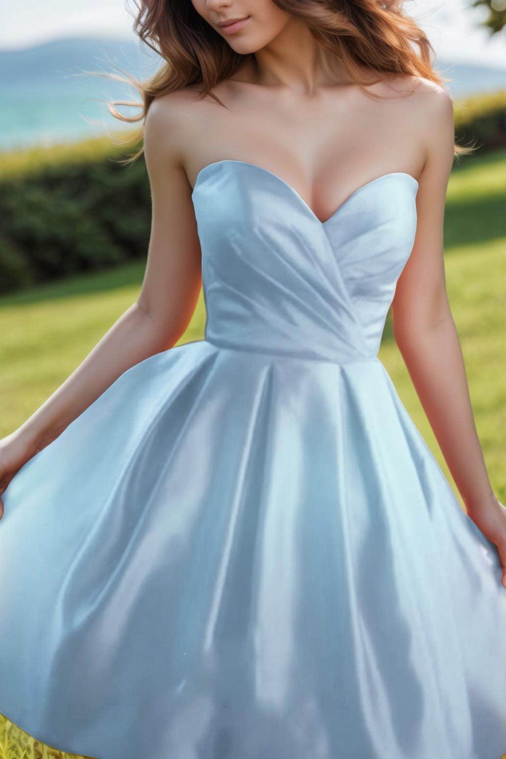 A-Line Knee Length Satin Homecoming Dresses CS0518