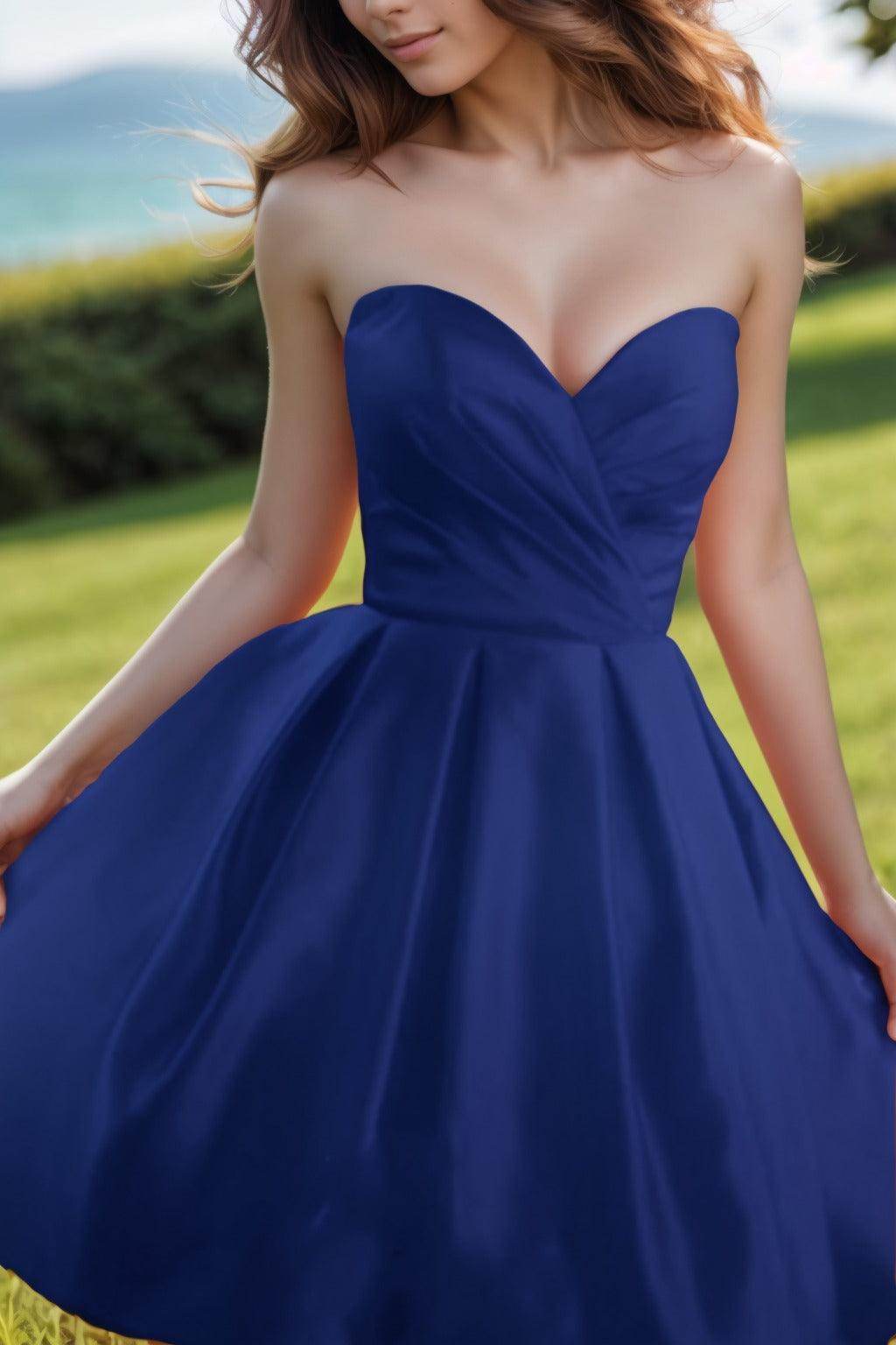 A-Line Knee Length Satin Homecoming Dresses CS0518
