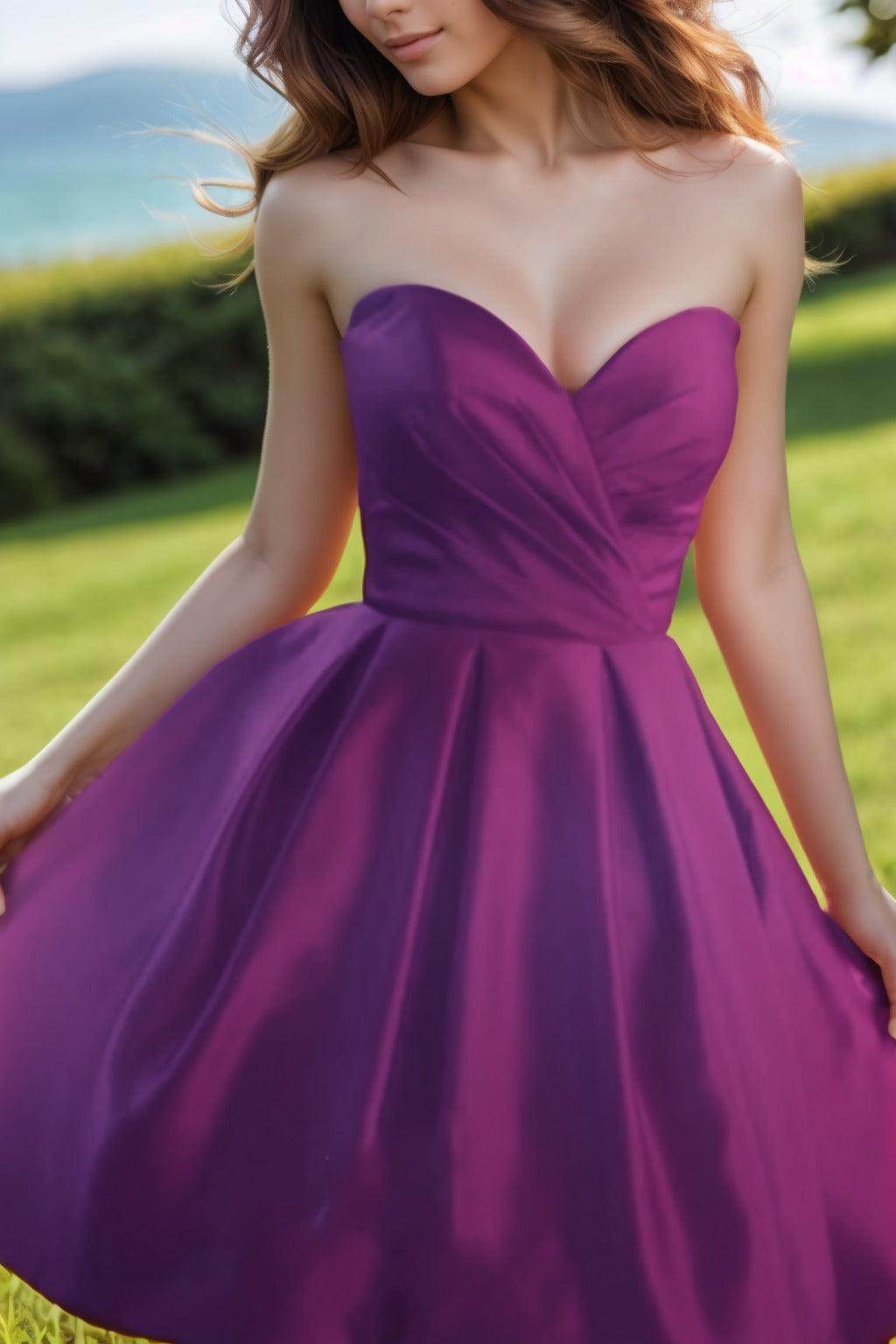 A-Line Knee Length Satin Homecoming Dresses CS0518