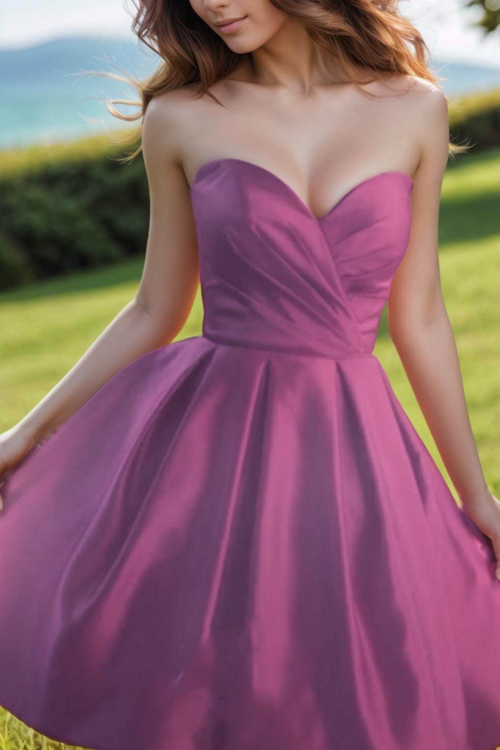 A-Line Knee Length Satin Homecoming Dresses CS0518