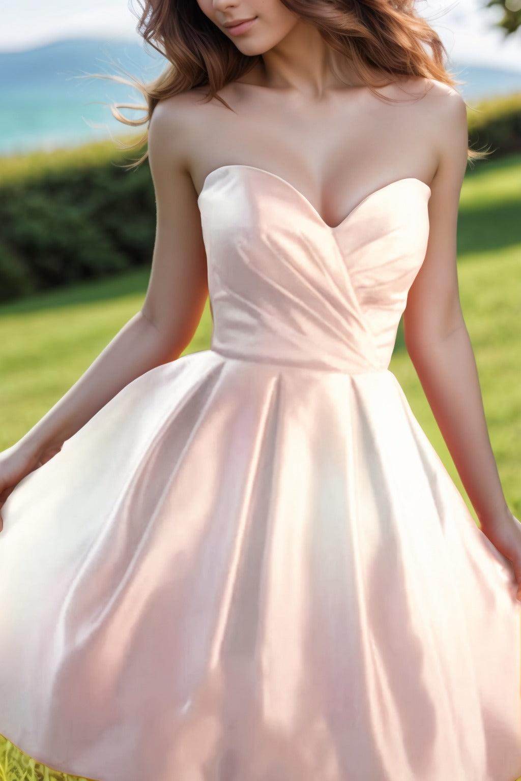 A-Line Knee Length Satin Homecoming Dresses CS0518