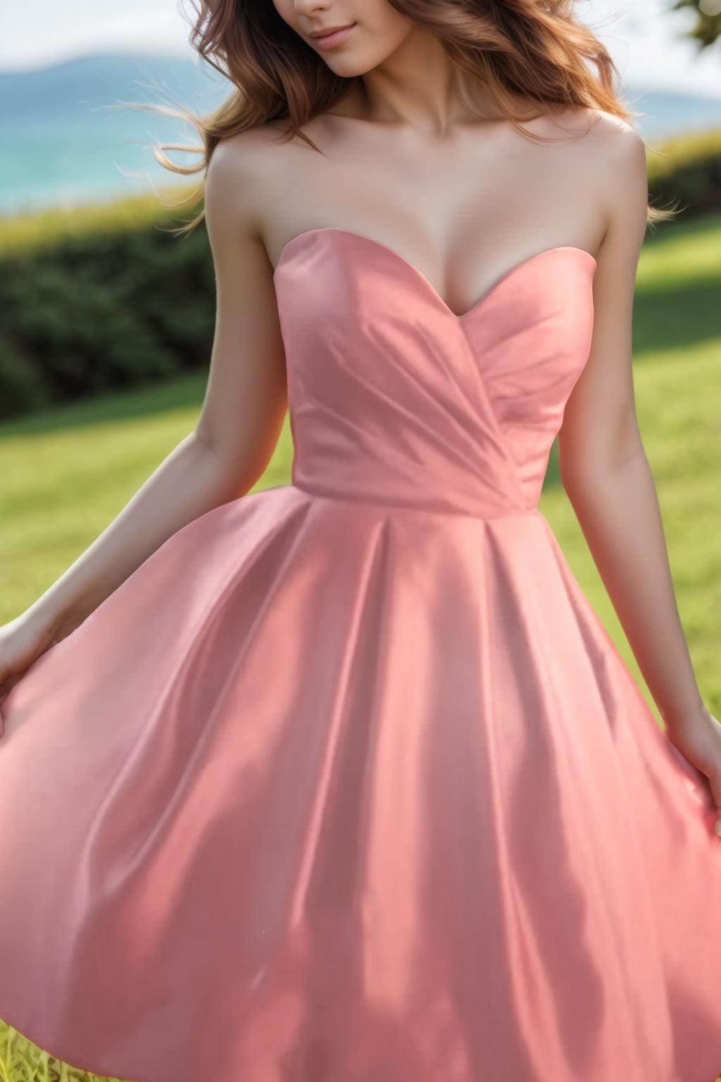 A-Line Knee Length Satin Homecoming Dresses CS0518