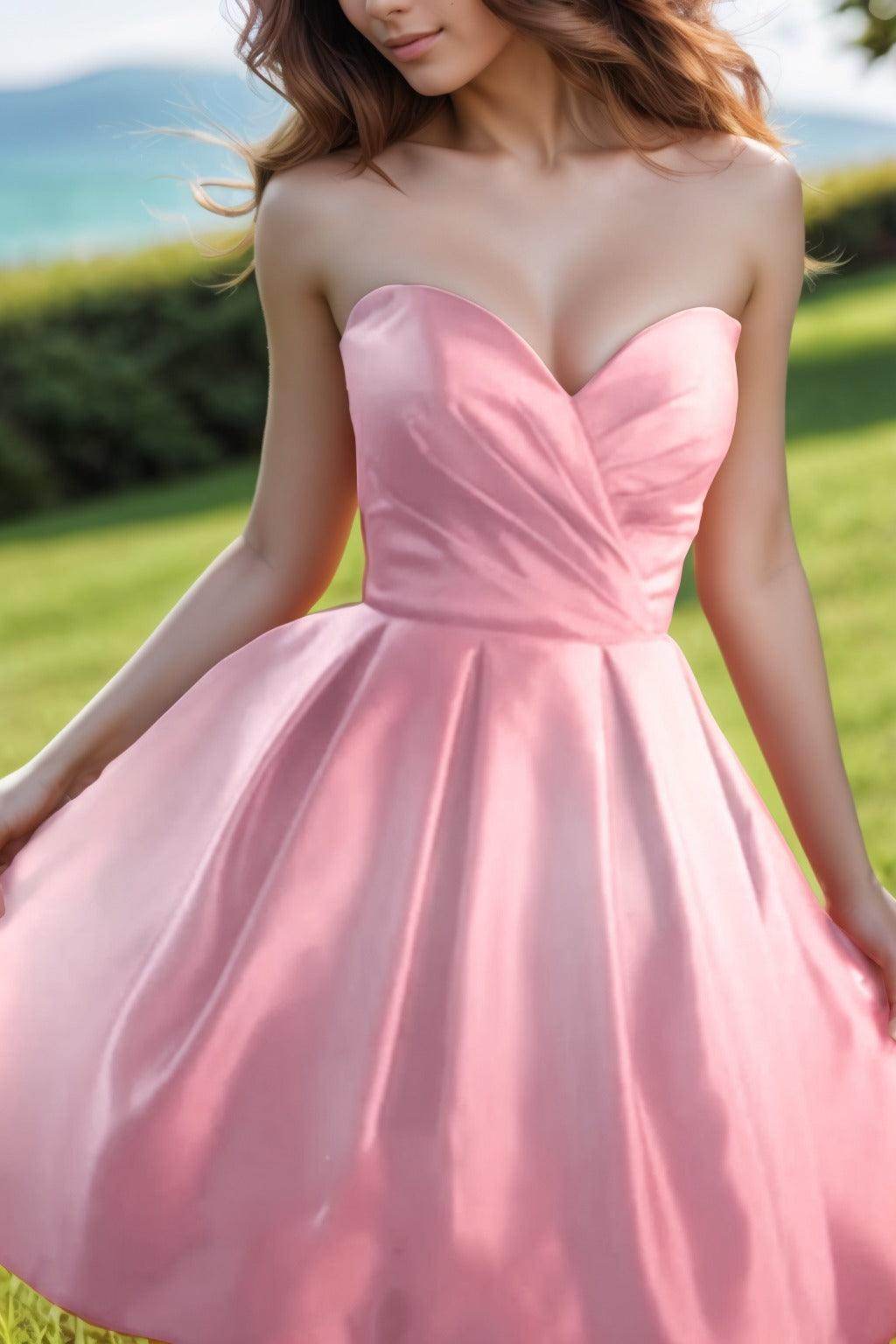 A-Line Knee Length Satin Homecoming Dresses CS0518