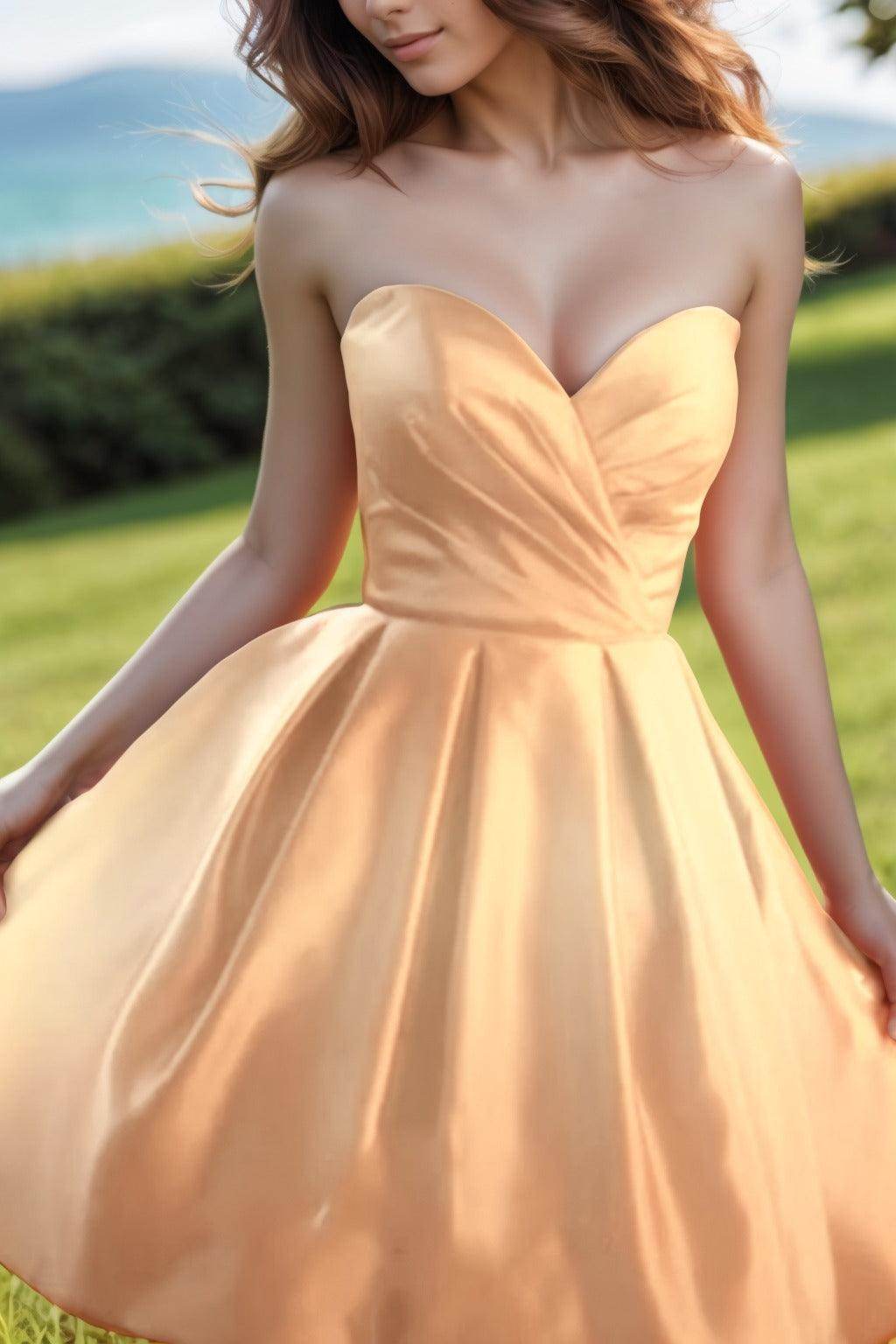 A-Line Knee Length Satin Homecoming Dresses CS0518