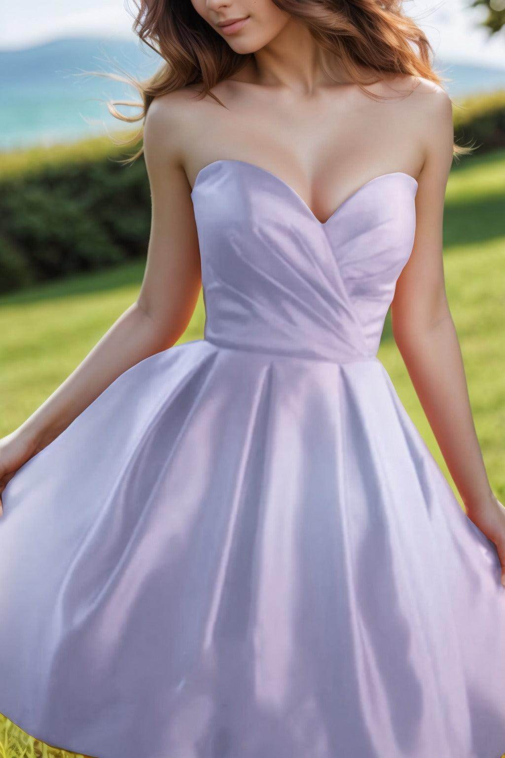 A-Line Knee Length Satin Homecoming Dresses CS0518