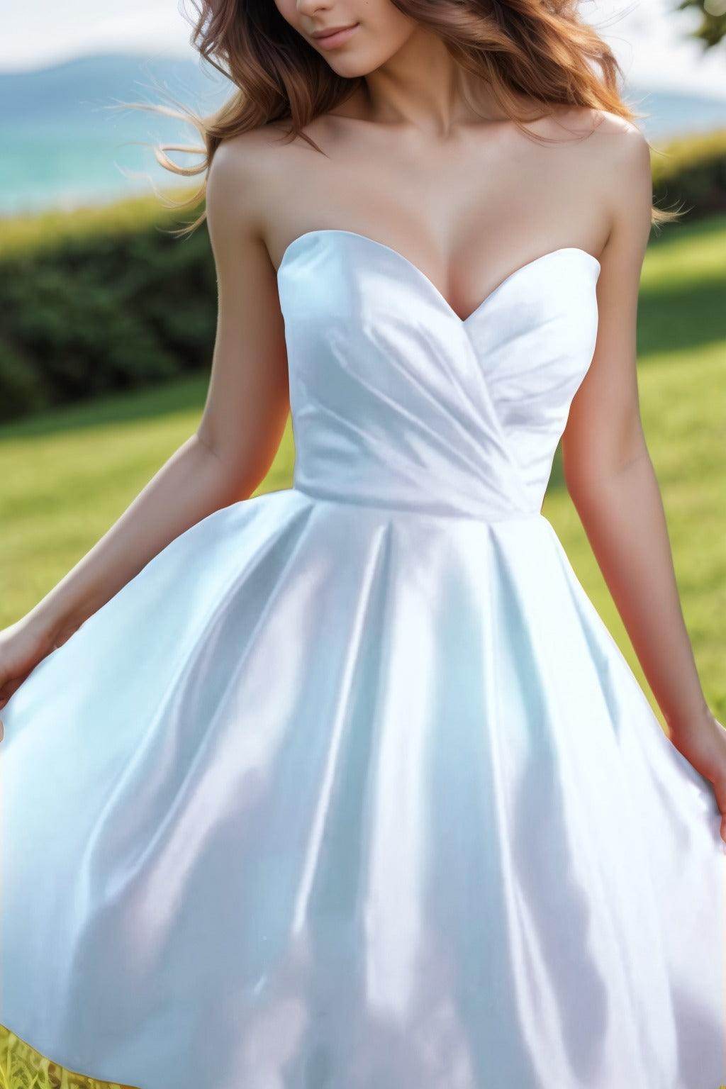 A-Line Knee Length Satin Homecoming Dresses CS0518
