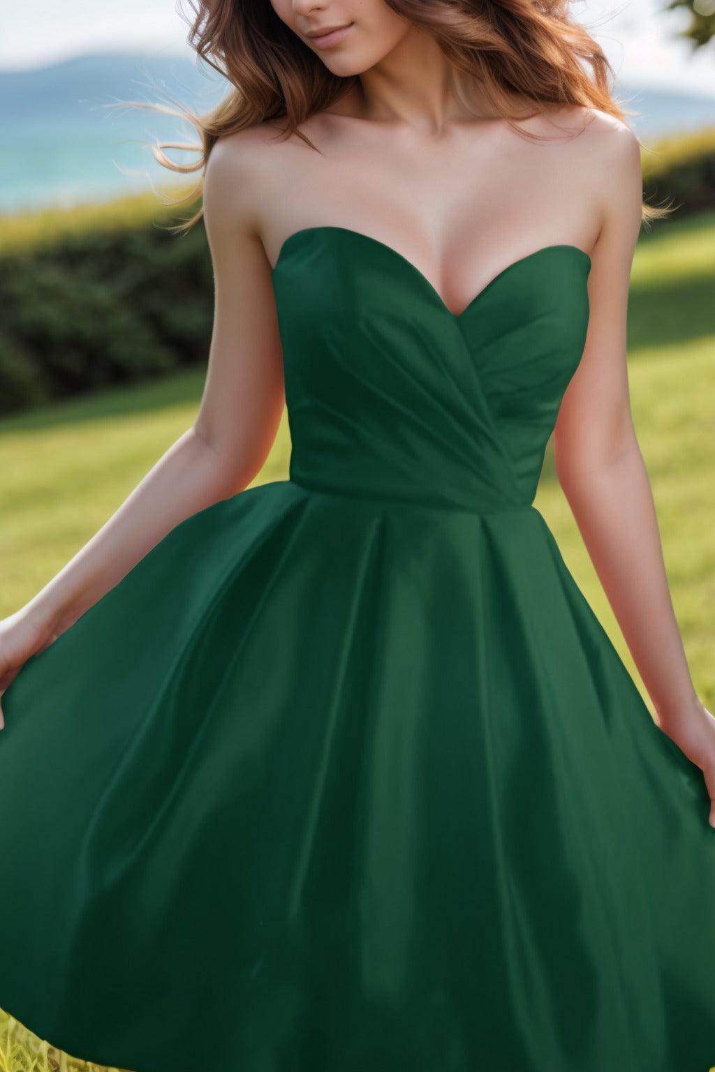 A-Line Knee Length Satin Homecoming Dresses CS0518