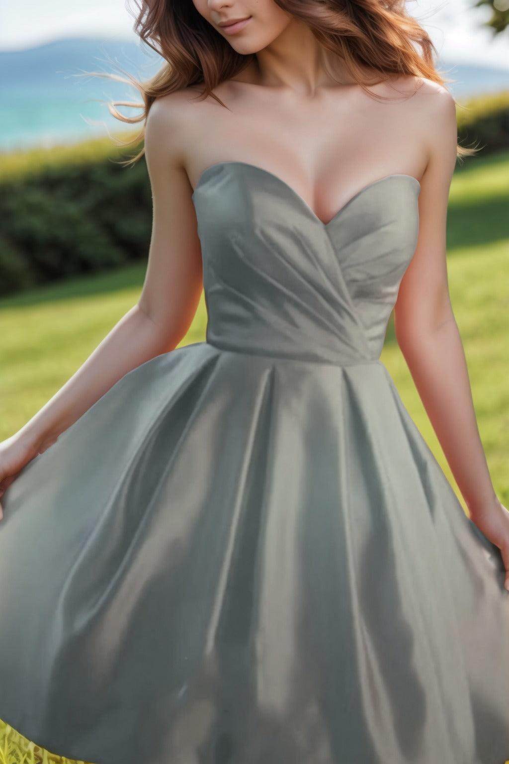 A-Line Knee Length Satin Homecoming Dresses CS0518