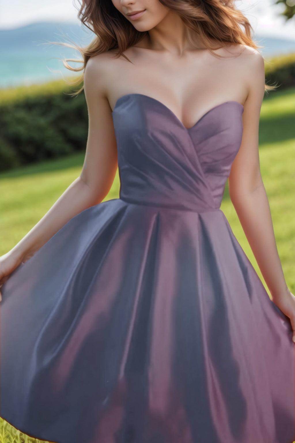 A-Line Knee Length Satin Homecoming Dresses CS0518
