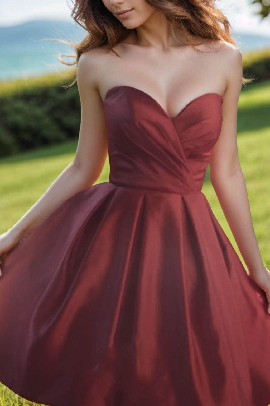 A-Line Knee Length Satin Homecoming Dresses CS0518