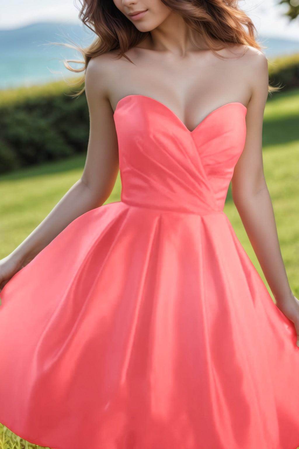 A-Line Knee Length Satin Homecoming Dresses CS0518