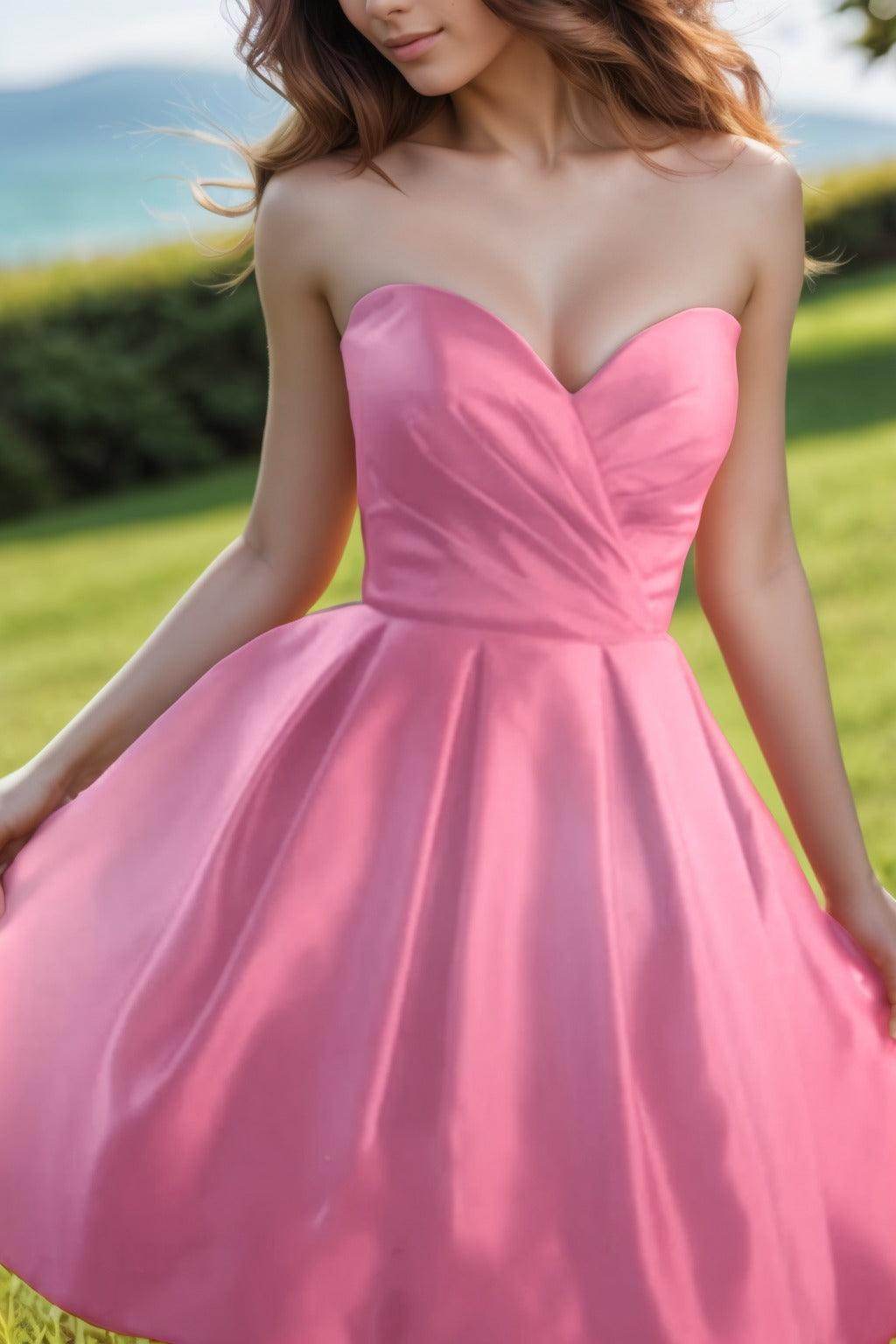 A-Line Knee Length Satin Homecoming Dresses CS0518