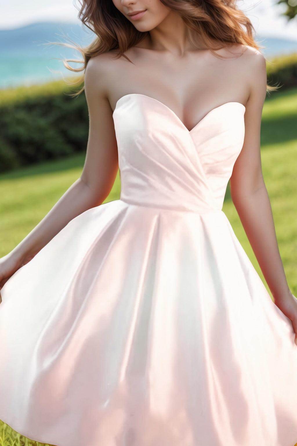 A-Line Knee Length Satin Homecoming Dresses CS0518