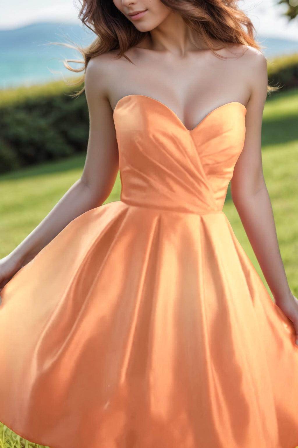 A-Line Knee Length Satin Homecoming Dresses CS0518