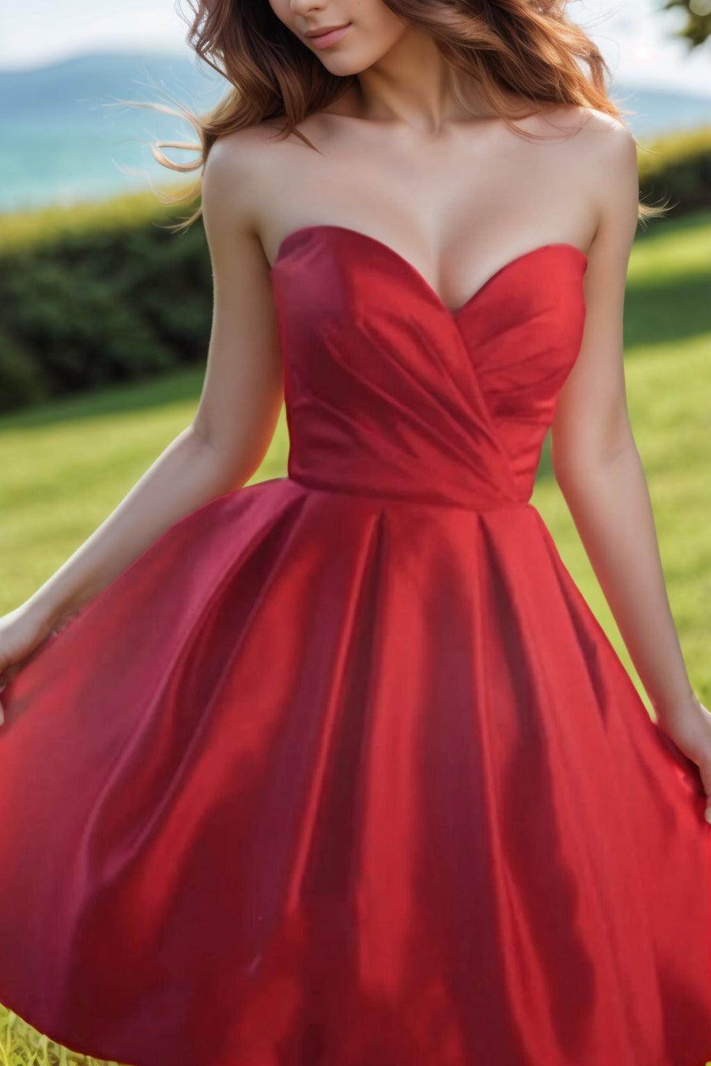 A-Line Knee Length Satin Homecoming Dresses CS0518