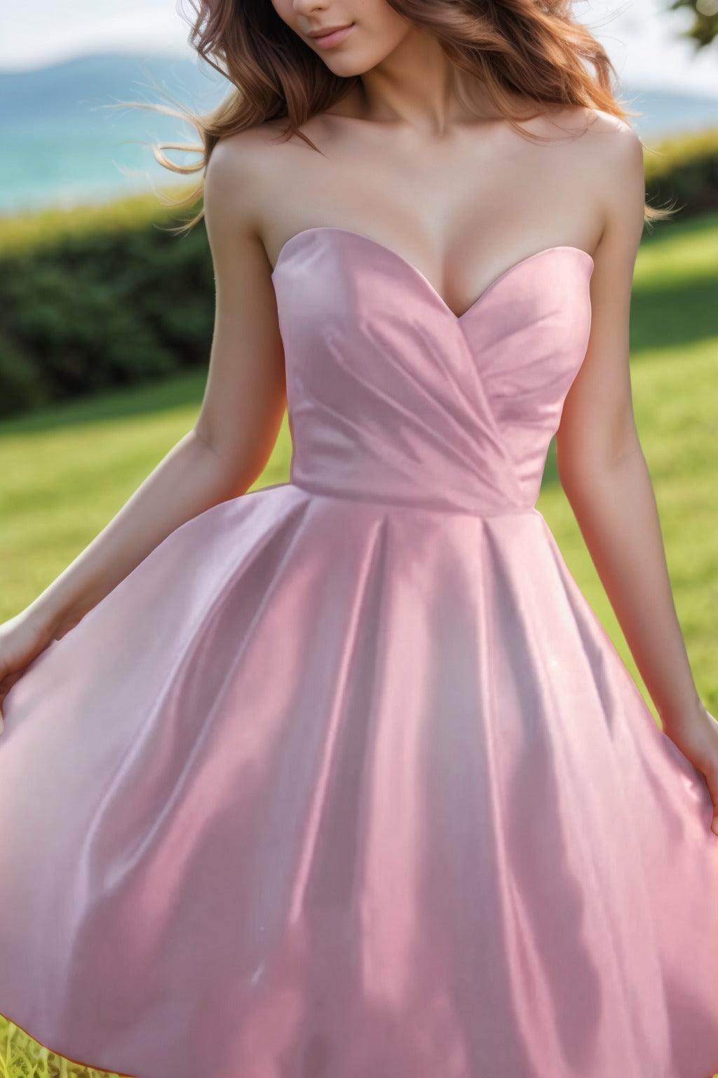 A-Line Knee Length Satin Homecoming Dresses CS0518