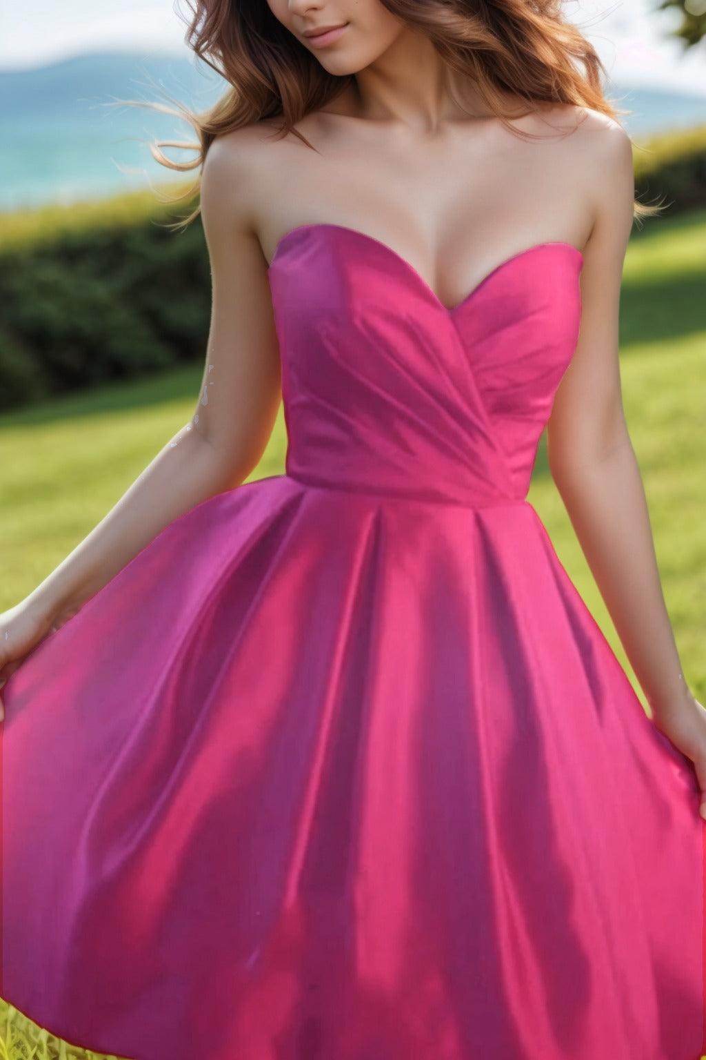 A-Line Knee Length Satin Homecoming Dresses CS0518