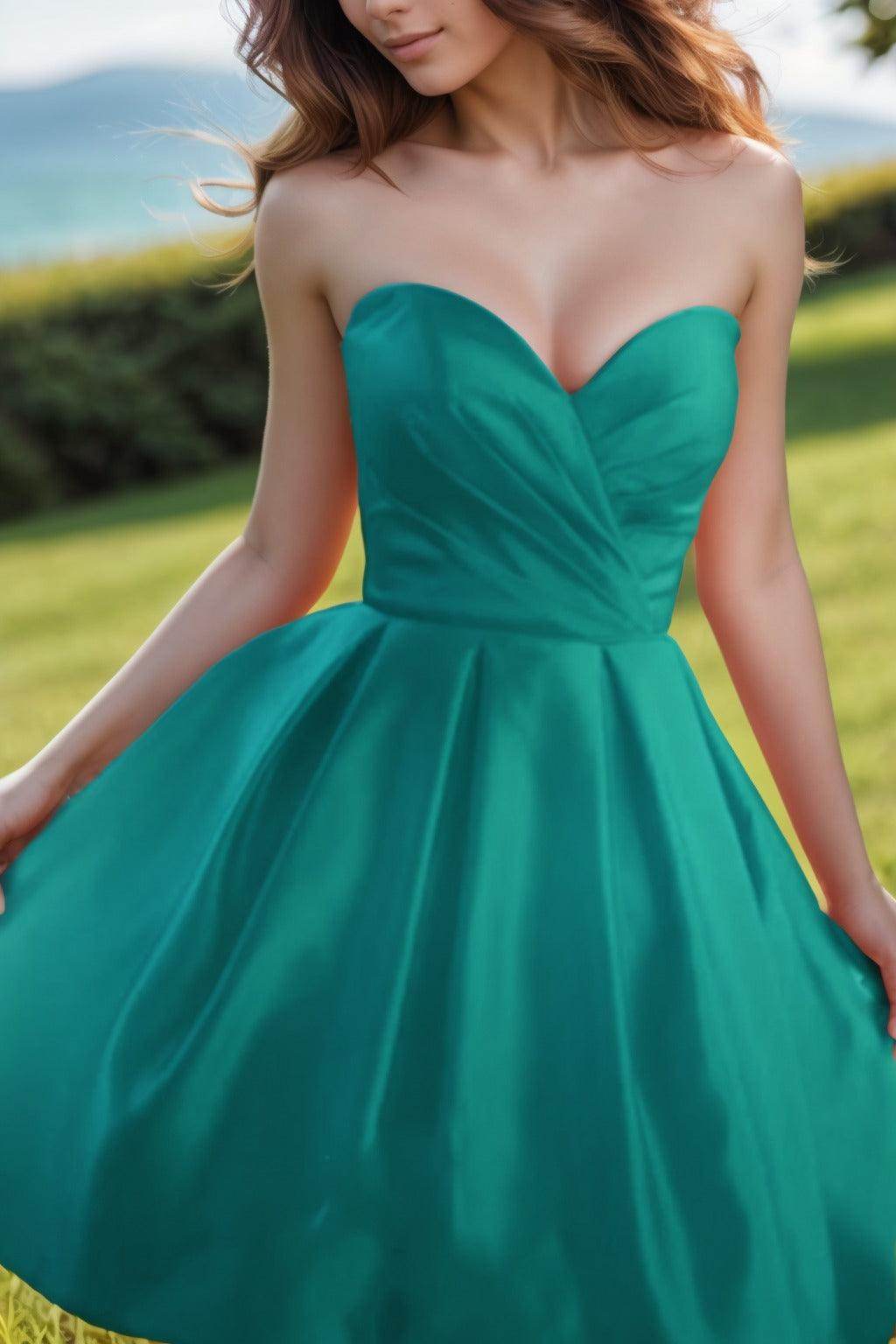 A-Line Knee Length Satin Homecoming Dresses CS0518