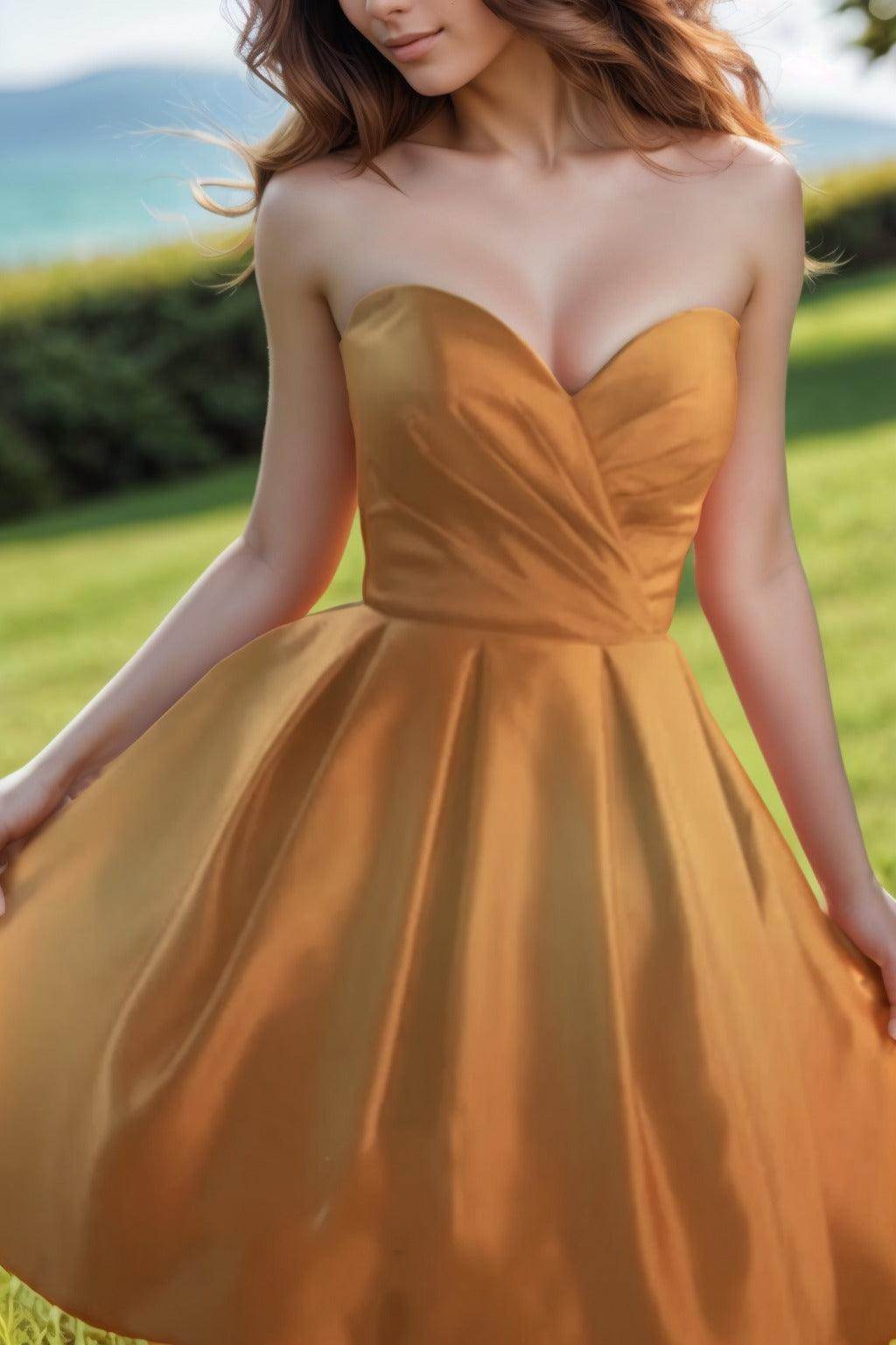 A-Line Knee Length Satin Homecoming Dresses CS0518