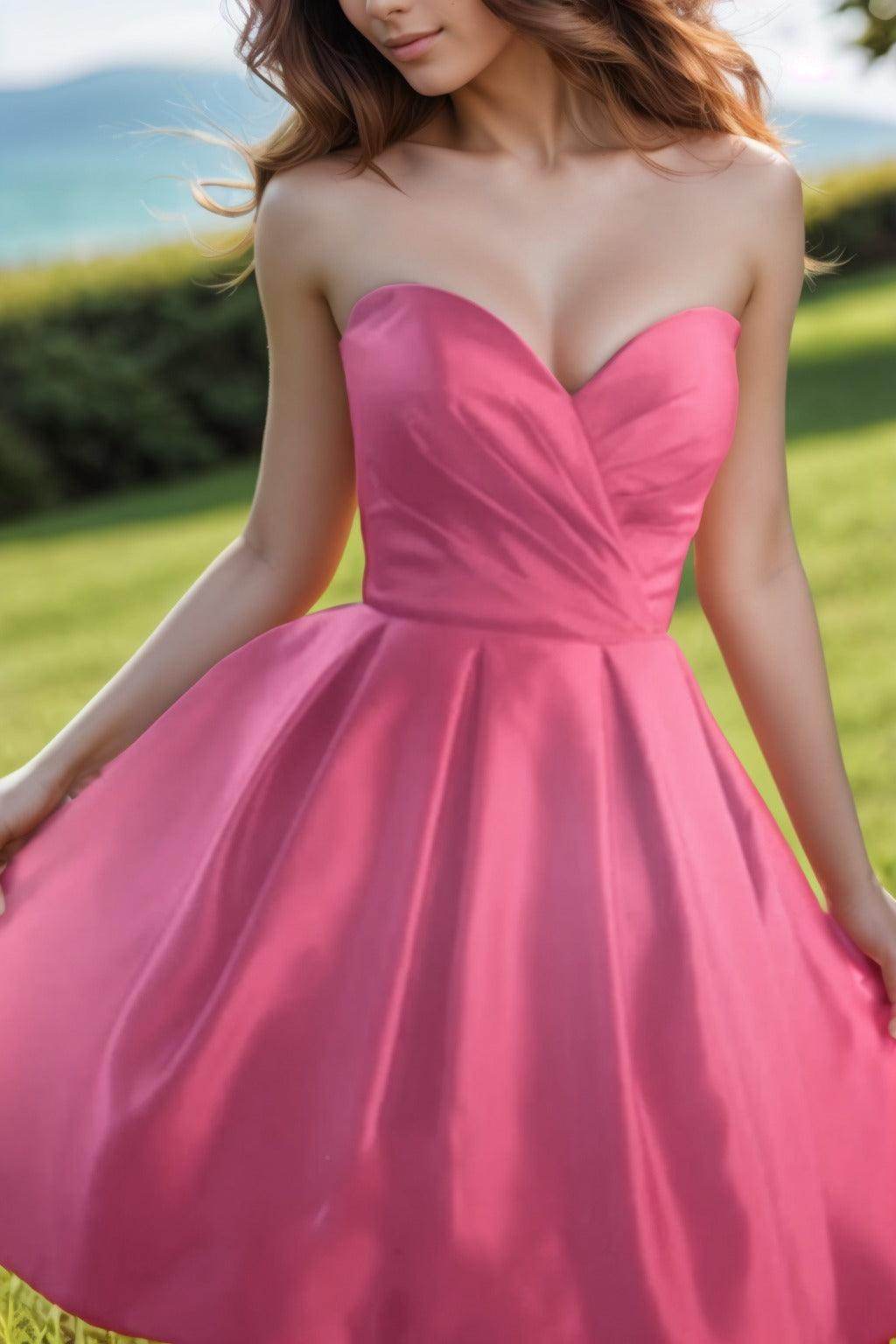 A-Line Knee Length Satin Homecoming Dresses CS0518
