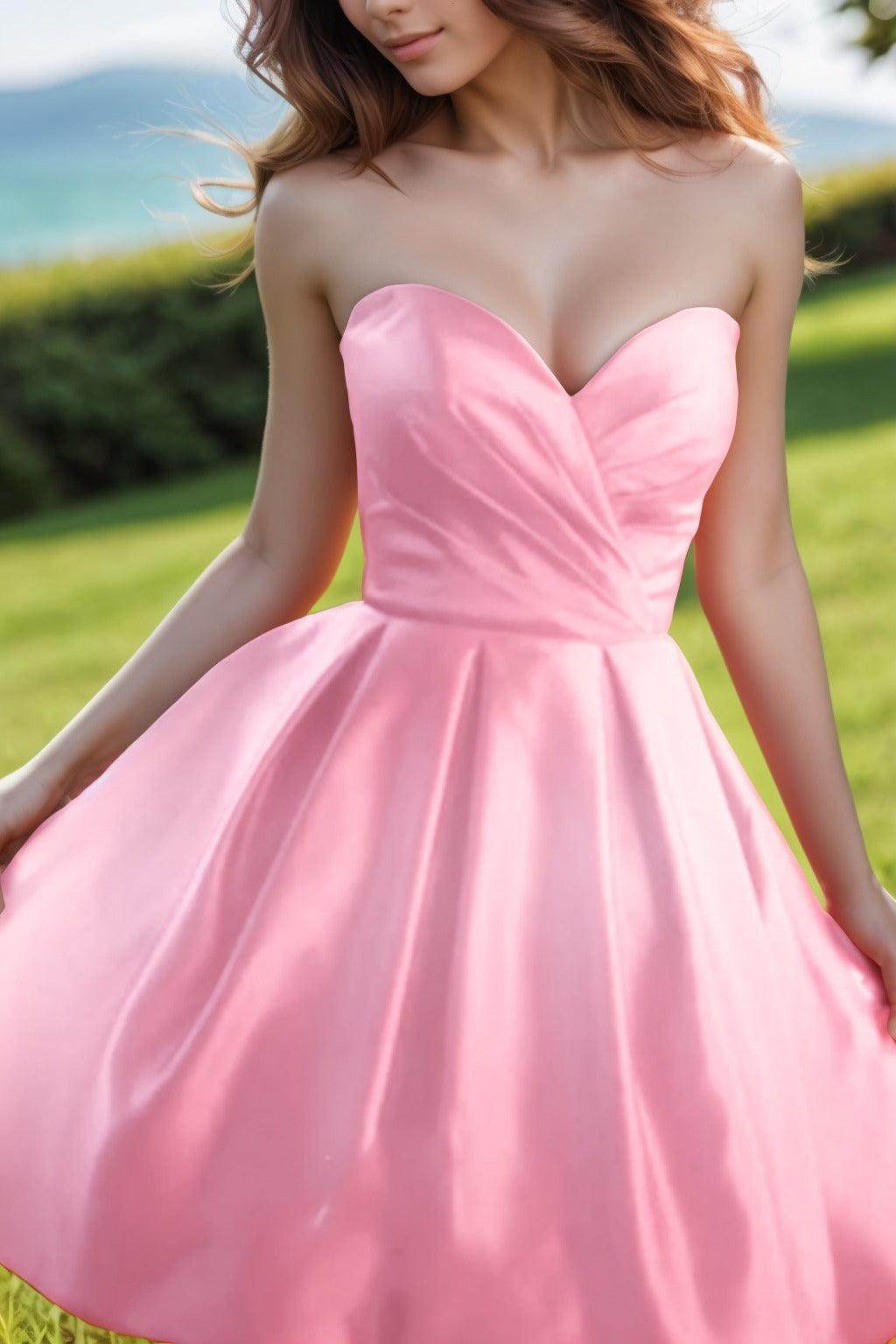 A-Line Knee Length Satin Homecoming Dresses CS0518