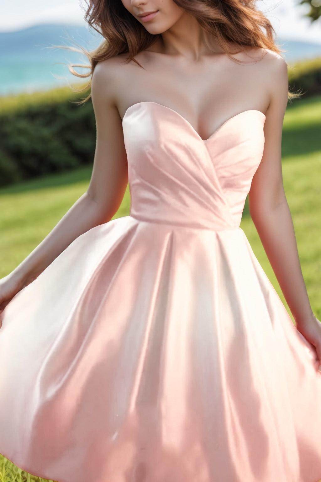 A-Line Knee Length Satin Homecoming Dresses CS0518