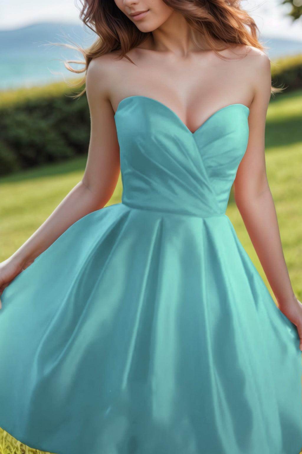 A-Line Knee Length Satin Homecoming Dresses CS0518