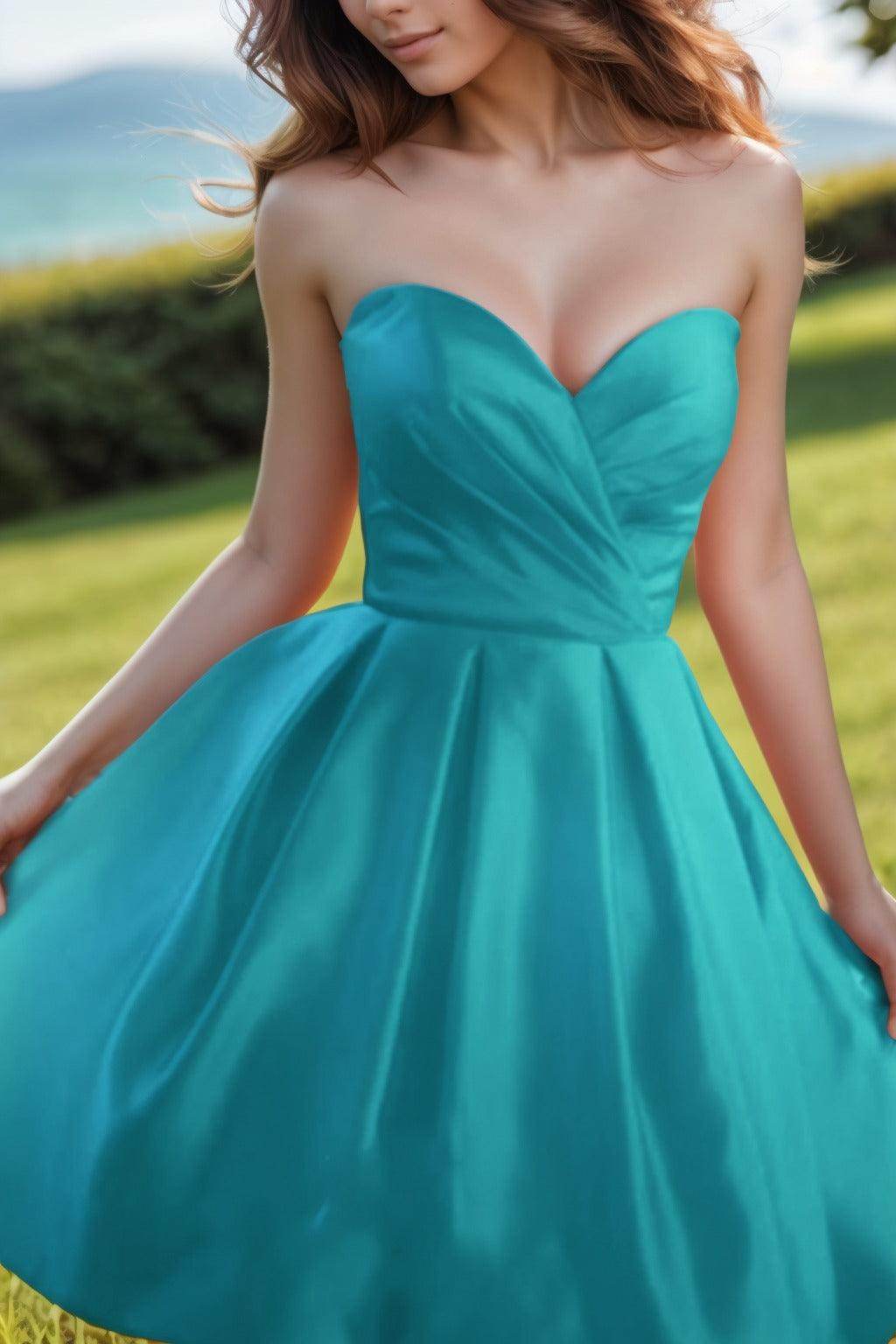 A-Line Knee Length Satin Homecoming Dresses CS0518