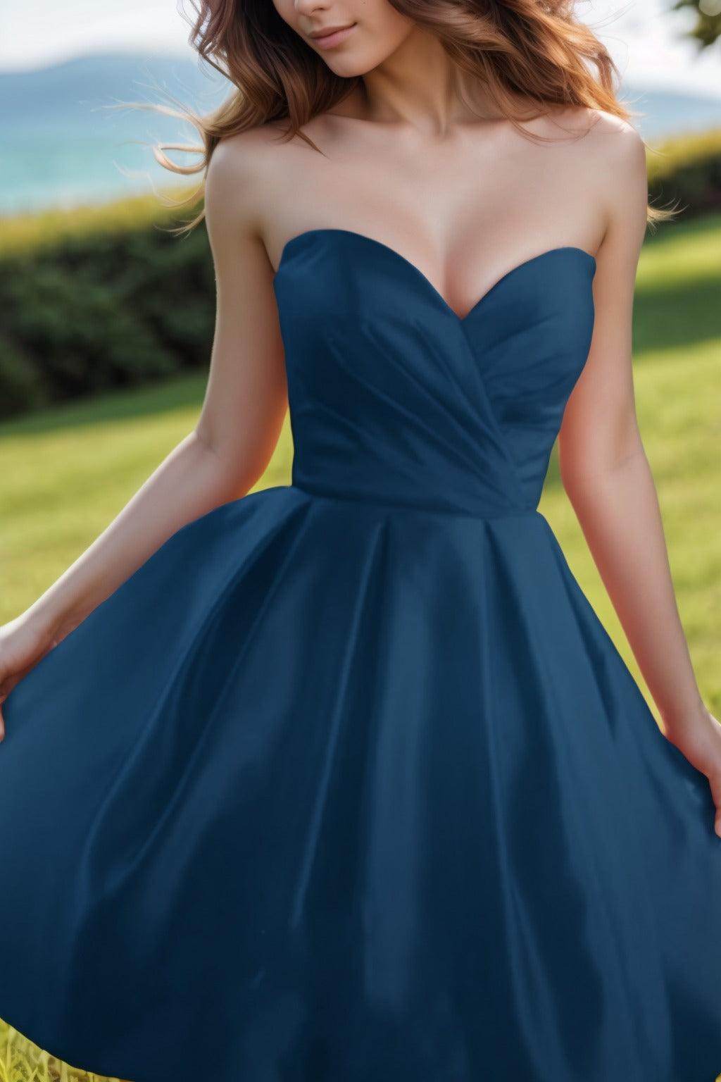 A-Line Knee Length Satin Homecoming Dresses CS0518