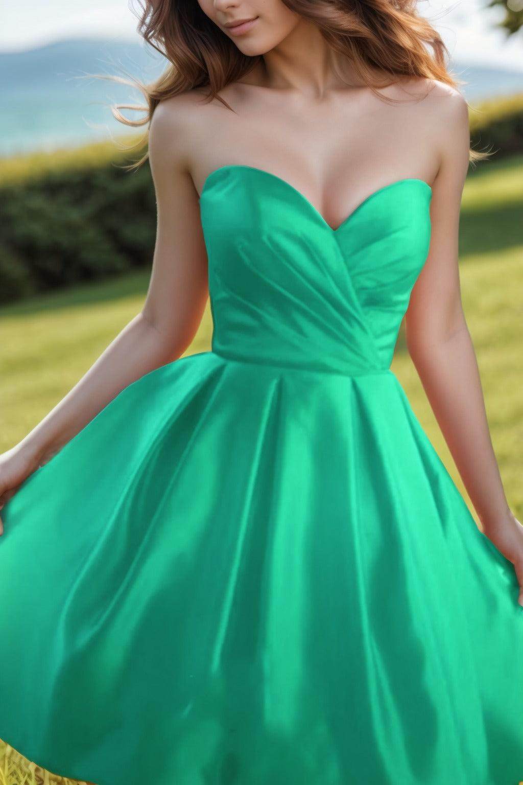 A-Line Knee Length Satin Homecoming Dresses CS0518